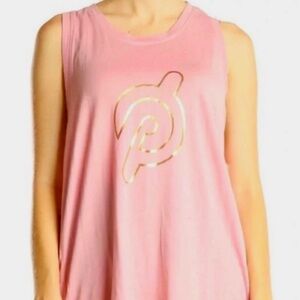 PELOTON | pink flow racerback tank with gold foil small NWT